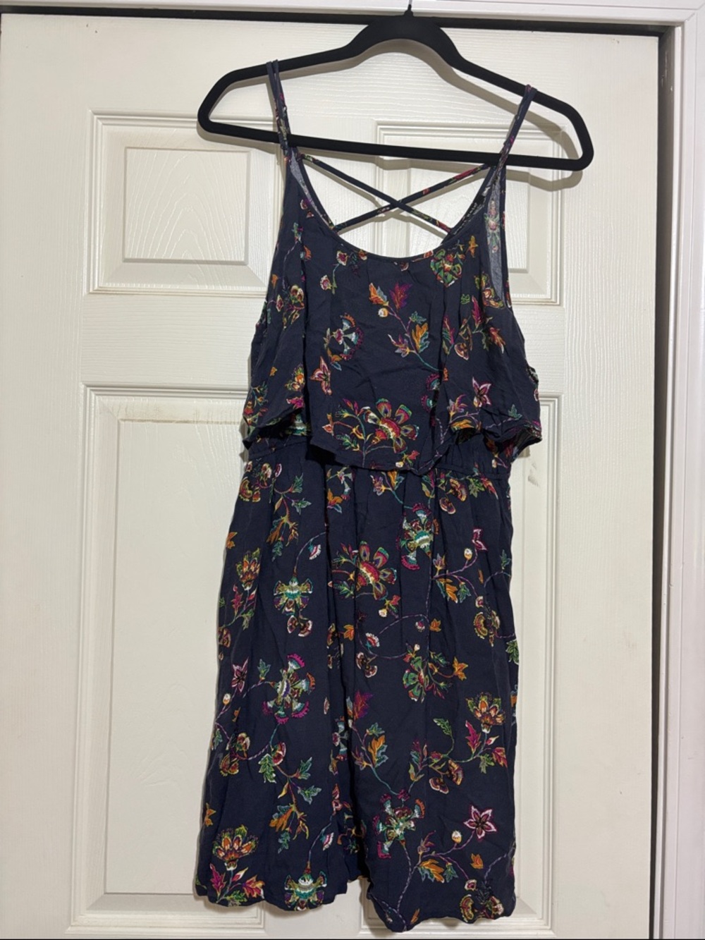 Sweet Rain Navy Floral Mini Dress with Multicolor Print